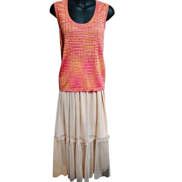 Missoni | Valentino S.P.A | Luxury High End Vibrant Pink And Gold Space Dye Top - Picture 14 of 14
